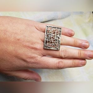 Brutalist Art Oversized Rectangle Statement Ring